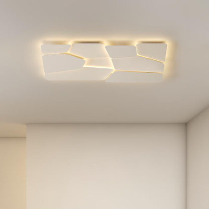 Contemporary Scandinavian Square Rectangle Spliced Iron Acrylic LED Flush Mount Ceiling Light For Bedroom