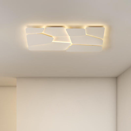 Contemporary Scandinavian Square Rectangle Spliced Iron Acrylic LED Flush Mount Ceiling Light For Bedroom