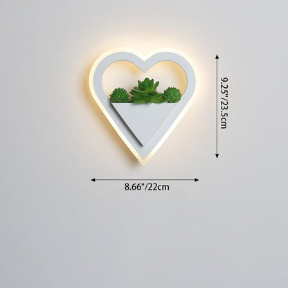 Modern Minimalist Simulation Plant Round Triangle Rectangle Heart Iron Acrylic Wall Sconce Lamp For Bedroom