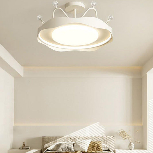 Contemporary Scandinavian Crown Round Hardware Acrylic Semi-Flush Mount Ceiling Light For Bedroom