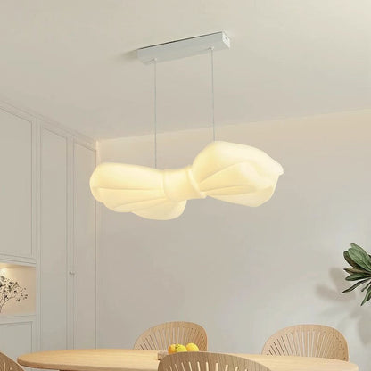 ثريا LED مصنوعة من الحديد البولي إيثيلين بتصميم فيونكة كريمية معاصرة ومبتكرة لغرفة النوم