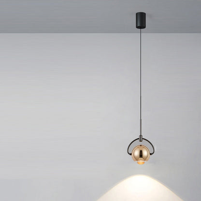 Contemporary Scandinavian Round Orb Aluminum Glass LED Pendant Light For Bedroom