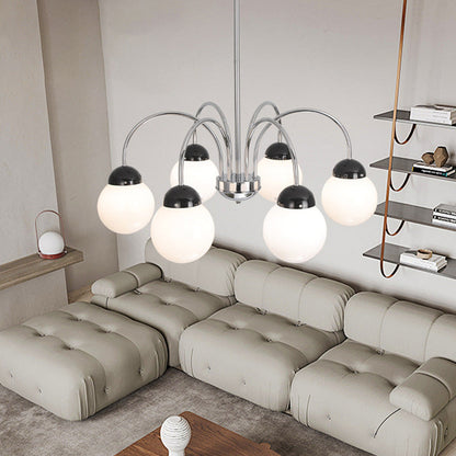 Contemporary Scandinavian Round Orb Hardware Glass 4/6/8 Light Chandelier For Living Room