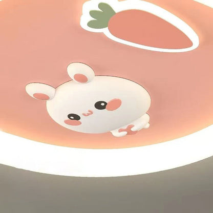 Contemporary Scandinavian Cartoon Cute Rabbit Round Dome Hardware Acrylic LED Flush Mount Ceiling Light For Bedroom