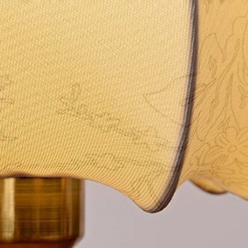 Traditional Vintage Round Oval Wood Fabric 1-Light Table Lamp For Bedroom