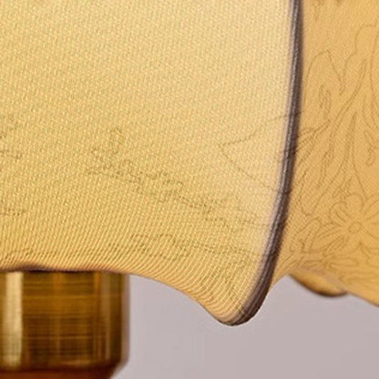 Traditional Vintage Round Oval Wood Fabric 1-Light Table Lamp For Bedroom