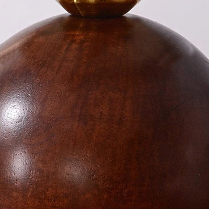 Traditional Vintage Round Oval Wood Fabric 1-Light Table Lamp For Bedroom