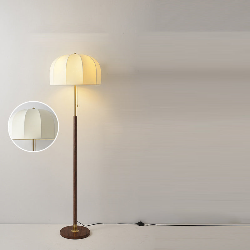 Traditional Vintage Round Semicircle Fabric Iron 1-Light Standing Floor Lamp For Living Room