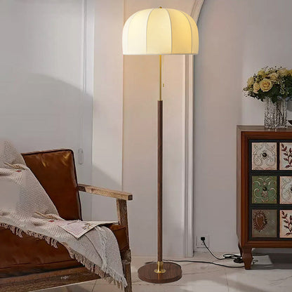 Traditional Vintage Round Semicircle Fabric Iron 1-Light Standing Floor Lamp For Living Room
