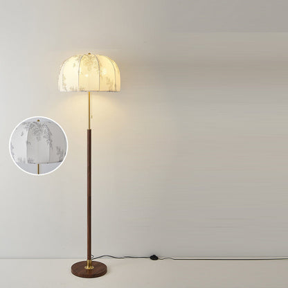 Traditional Vintage Round Semicircle Fabric Iron 1-Light Standing Floor Lamp For Living Room