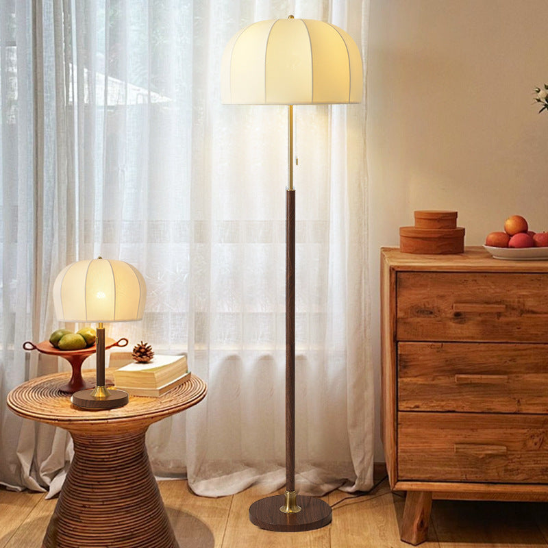 Traditional Vintage Round Semicircle Fabric Iron 1-Light Standing Floor Lamp For Living Room