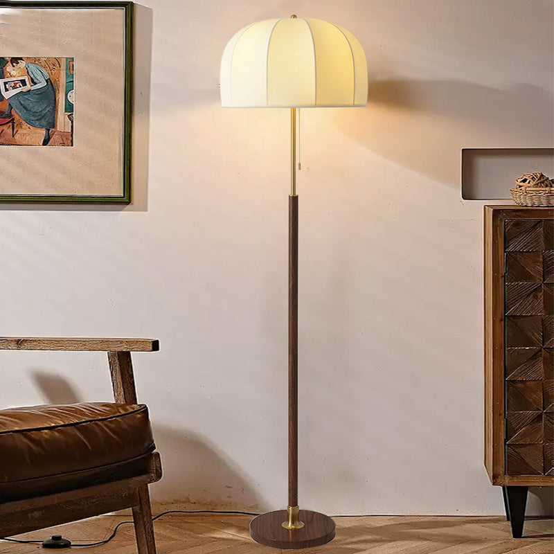 Traditional Vintage Round Semicircle Fabric Iron 1-Light Standing Floor Lamp For Living Room