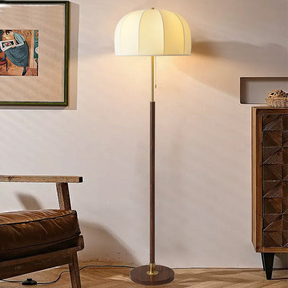 Traditional Vintage Round Semicircle Fabric Iron 1-Light Standing Floor Lamp For Living Room