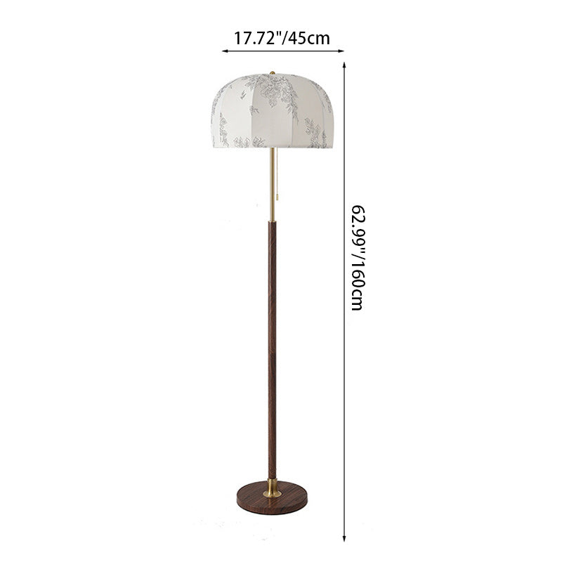 Traditional Vintage Round Semicircle Fabric Iron 1-Light Standing Floor Lamp For Living Room