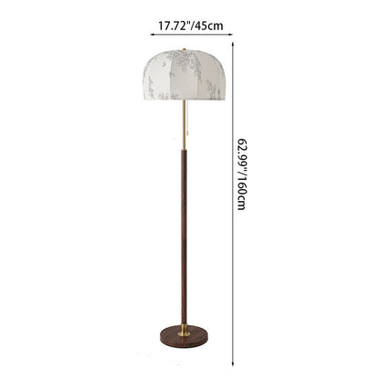 Traditional Vintage Round Semicircle Fabric Iron 1-Light Standing Floor Lamp For Living Room