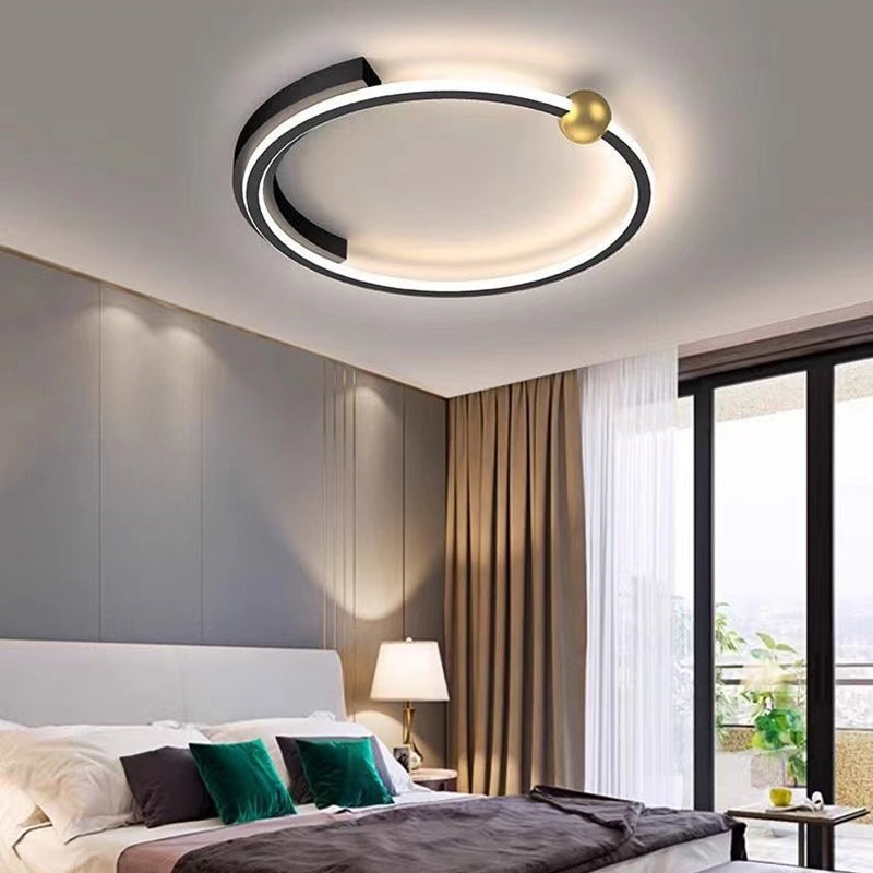 Modern Minimalist Round Iron Silicone LED Flush Mount Ceiling Light For Bedroom