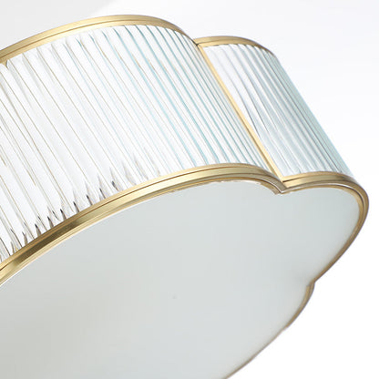 Modern Minimalist Petal Round Copper Glass 5/6 Light Semi-Flush Mount Ceiling Light For Living Room