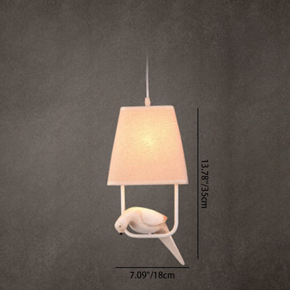 Contemporary Creative Bird Rectangle Iron Linen Resin 1/2/3 Light Chandelier For Bedroom