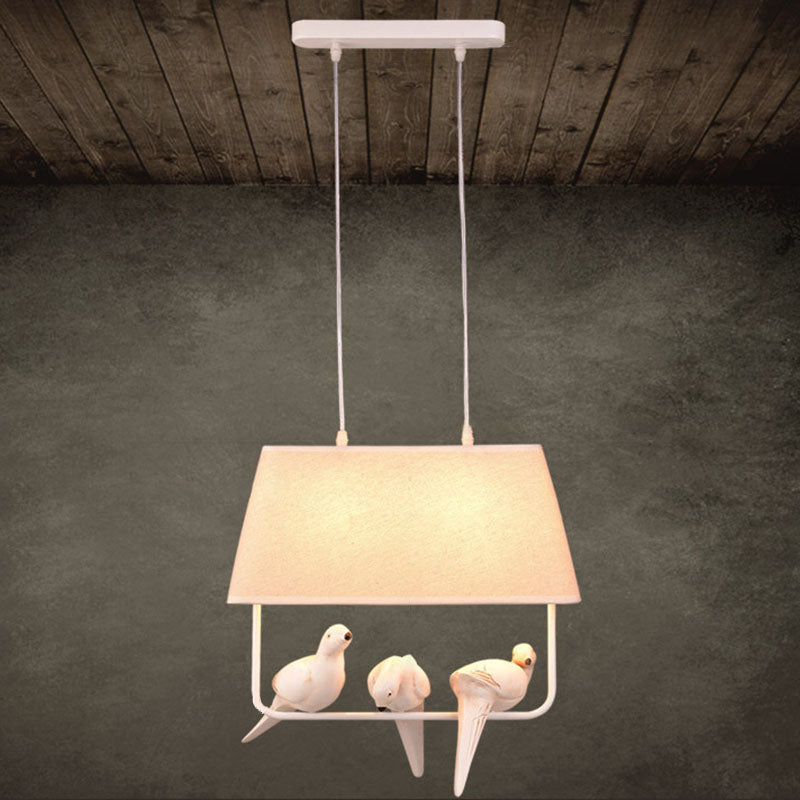 Contemporary Creative Bird Rectangle Iron Linen Resin 1/2/3 Light Chandelier For Bedroom