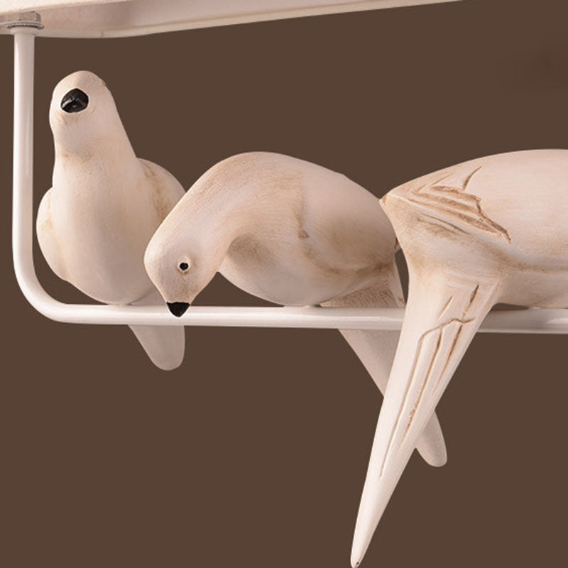 Contemporary Creative Bird Rectangle Iron Linen Resin 1/2/3 Light Chandelier For Bedroom