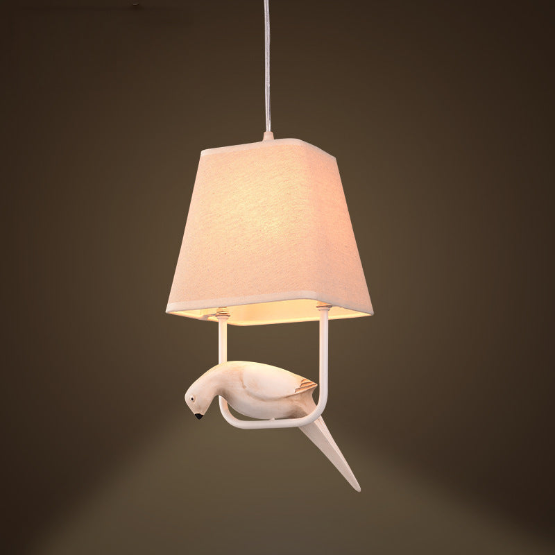 Contemporary Creative Bird Rectangle Iron Linen Resin 1/2/3 Light Chandelier For Bedroom
