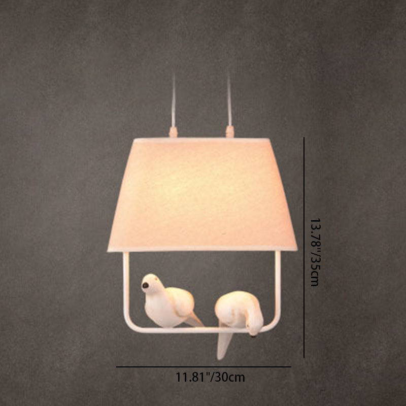 Contemporary Creative Bird Rectangle Iron Linen Resin 1/2/3 Light Chandelier For Bedroom