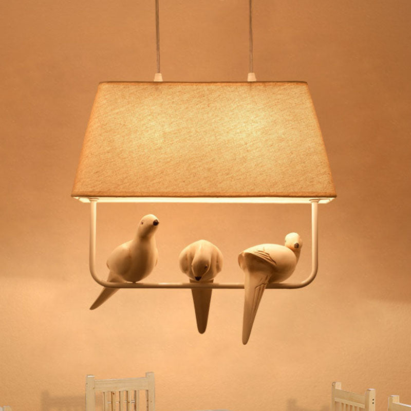 Contemporary Creative Bird Rectangle Iron Linen Resin 1/2/3 Light Chandelier For Bedroom
