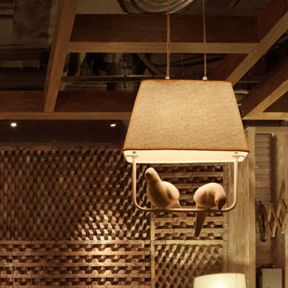 Contemporary Creative Bird Rectangle Iron Linen Resin 1/2/3 Light Chandelier For Bedroom
