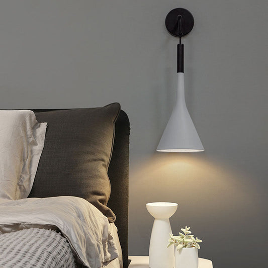 Modern Minimalist Round Cone Iron 1-Light Wall Sconce Lamp For Bedroom