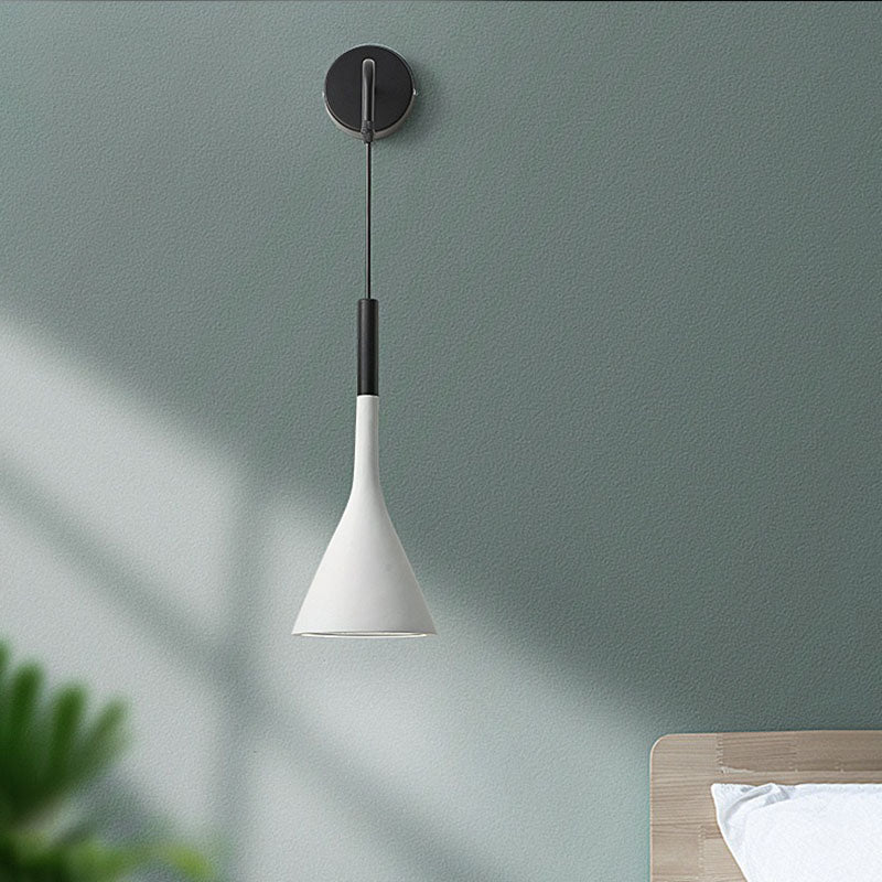 Modern Minimalist Round Cone Iron 1-Light Wall Sconce Lamp For Bedroom