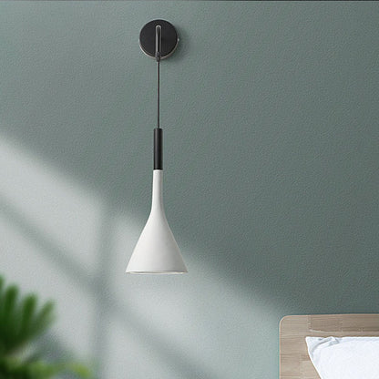 Modern Minimalist Round Cone Iron 1-Light Wall Sconce Lamp For Bedroom