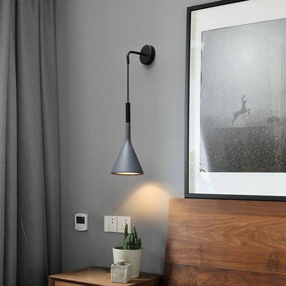 Modern Minimalist Round Cone Iron 1-Light Wall Sconce Lamp For Bedroom