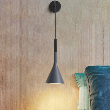 Modern Minimalist Round Cone Iron 1-Light Wall Sconce Lamp For Bedroom