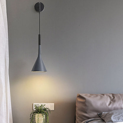 Modern Minimalist Round Cone Iron 1-Light Wall Sconce Lamp For Bedroom