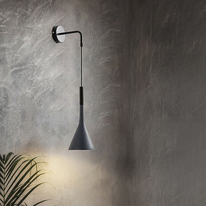 Modern Minimalist Round Cone Iron 1-Light Wall Sconce Lamp For Bedroom