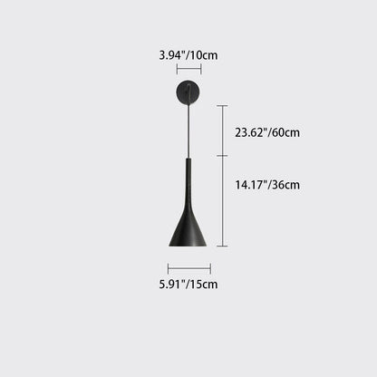 Modern Minimalist Round Cone Iron 1-Light Wall Sconce Lamp For Bedroom