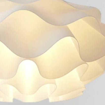 Contemporary Scandinavian Cream Pleated Round ABS 1-Light Pendant Light For Bedroom