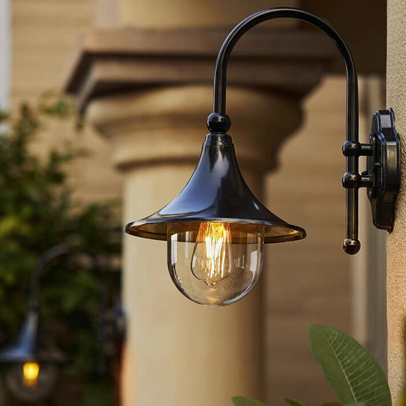 Contemporary Industrial Waterproof Horn Shape Round Cone Aluminum Acrylic 1-Light Wall Sconce Lamp For Outdoor