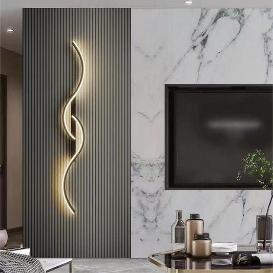 مصباح حائط LED من الألومنيوم والسيليكون ذو منحنى طويل بتصميم عصري بسيط لغرفة النوم 
