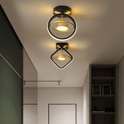 Modern Minimalist Round Square PC Aluminum LED Semi-Flush Mount Ceiling Light For Hallway