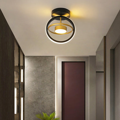 Modern Minimalist Round Square PC Aluminum LED Semi-Flush Mount Ceiling Light For Hallway