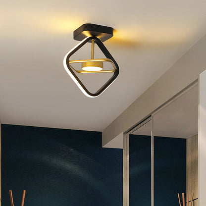 Modern Minimalist Round Square PC Aluminum LED Semi-Flush Mount Ceiling Light For Hallway