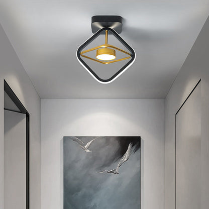Modern Minimalist Round Square PC Aluminum LED Semi-Flush Mount Ceiling Light For Hallway