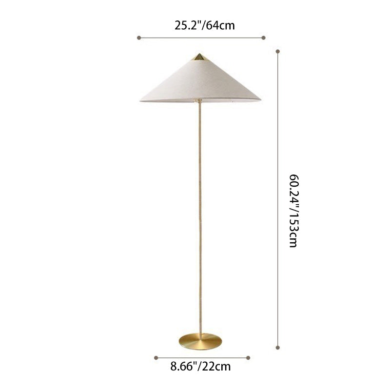Modern Minimalist Umbrella Cone Iron Bamboo Fabric 3-Light Standing Floor Lamp For Living Room