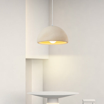 Contemporary Scandinavian Round Semi-Circular Resin Fiberglass 1-Light Pendant Light For Dining Room
