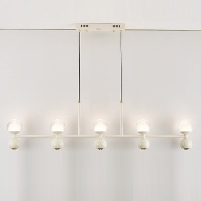 Modern Minimalist Round Linear Iron Aluminum Acrylic Glass LED Island Light Chandelier For Dining Room
