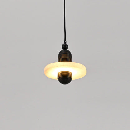 Contemporary Scandinavian Oval Round Iron Marble LED Pendant Light For Bedroom
