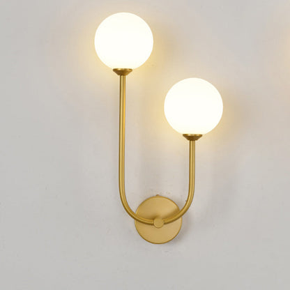 Modern Minimalist Round Orb Iron Glass 2-Light Wall Sconce Lamp For Bedroom