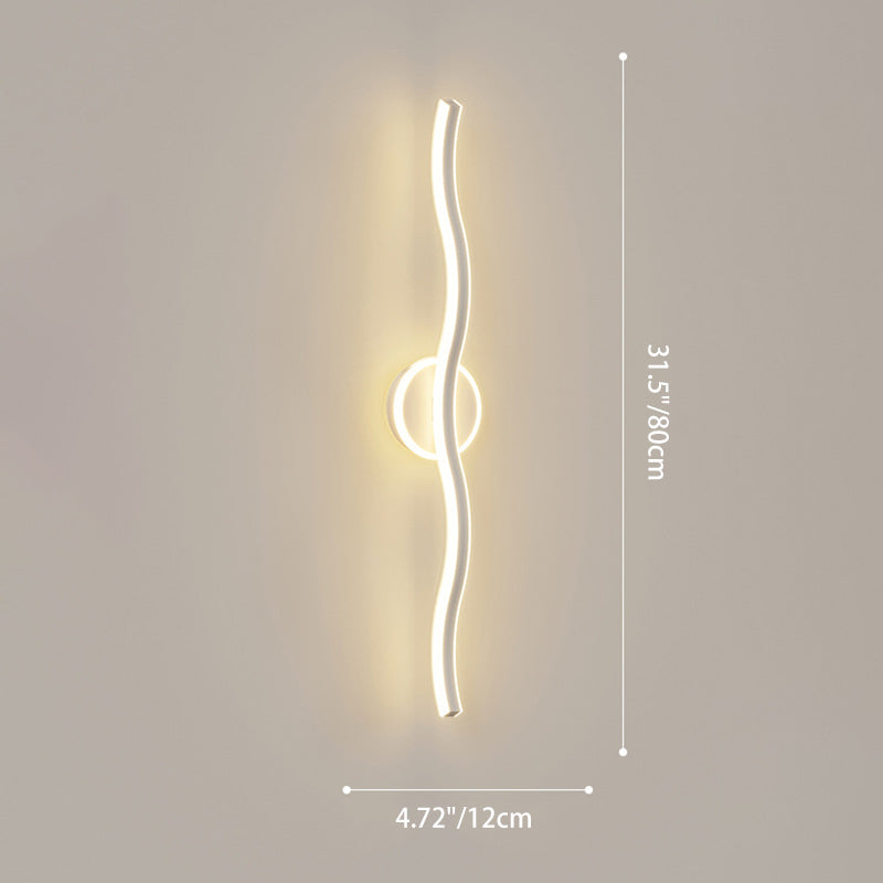 مصباح حائط LED من الألومنيوم والحديد بتصميم موجة خطية عصري بسيط لغرفة المعيشة 