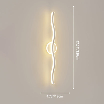 مصباح حائط LED من الألومنيوم والحديد بتصميم موجة خطية عصري بسيط لغرفة المعيشة 